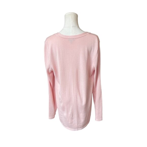 Talbots Pink Cardigan Sweater Size M Long Cotton Lightweight Oversized Dainty - Picture 5 of 10